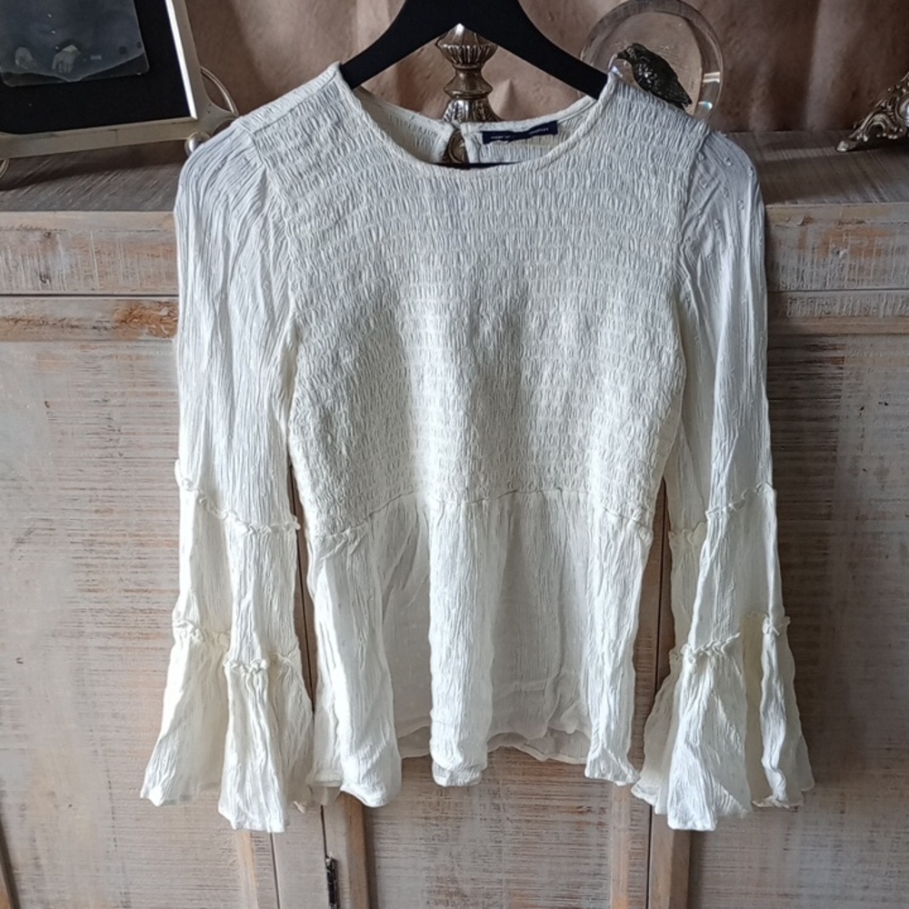 D) American Eagle Outfitters Ivory Textured Blouse